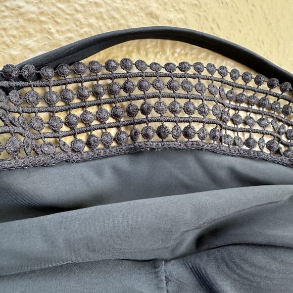 Kona Sol Swimsuit Black Sz S Women' Crochet Flounce Bandeau One Piece One strap - Picture 7 of 13